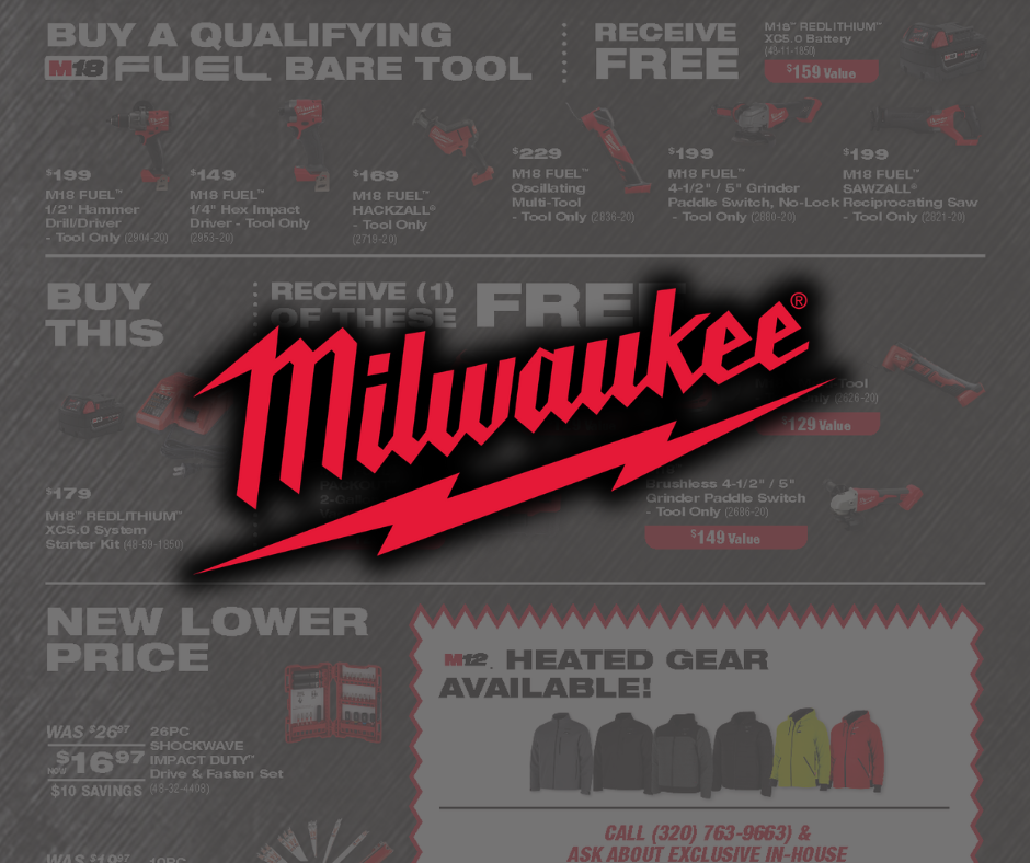 Milwaukee Deals at Hilltop Lumber